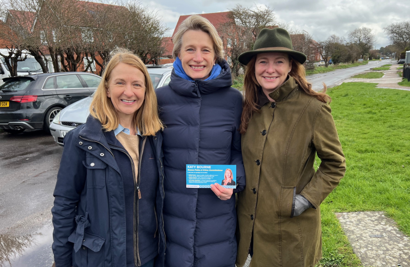 Campaigning for Sussex Police and Crime Commissioner, Katy Bourne, with Rt Hon Gillian Keegan, MP for Chichester